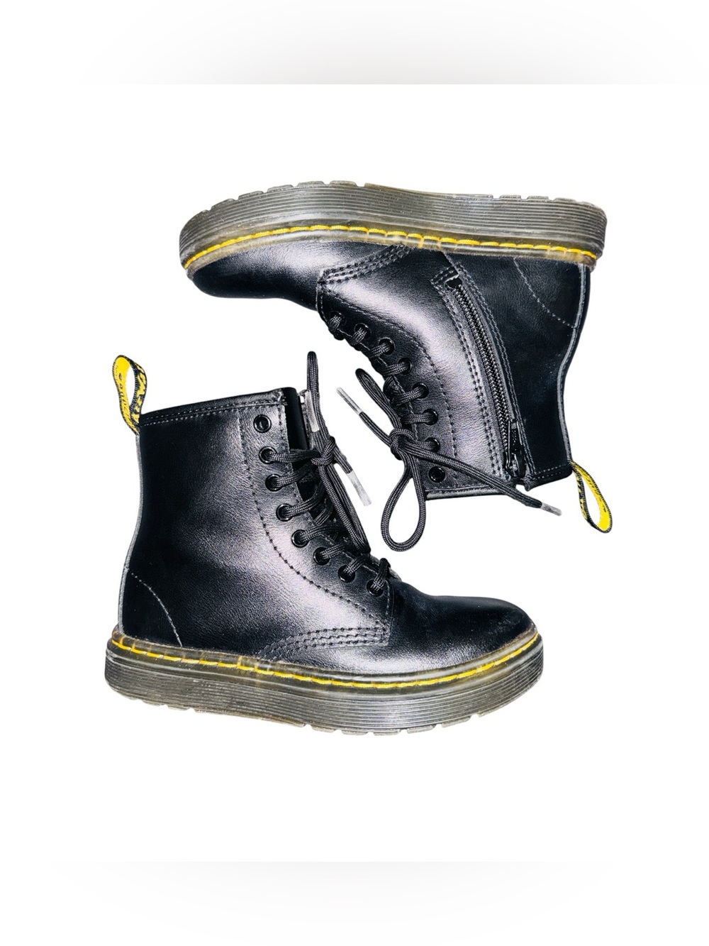 Doc Martens Girls Black Leather Lace Up Side Zipper Boots